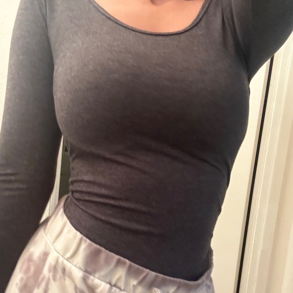 Grey U neck Bodysuit